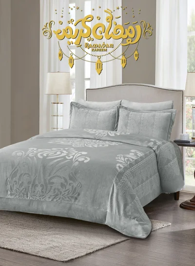 Master Home Textile Velvet Comforter Sets, 7 Pcs King Size, Fits 200 x 200 cm Double Size Bed, With Removable Filling, Soft, Warm